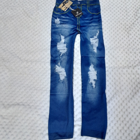 Fairy Season Legging One Size Distressed Denim NWT - Picture 3 of 12